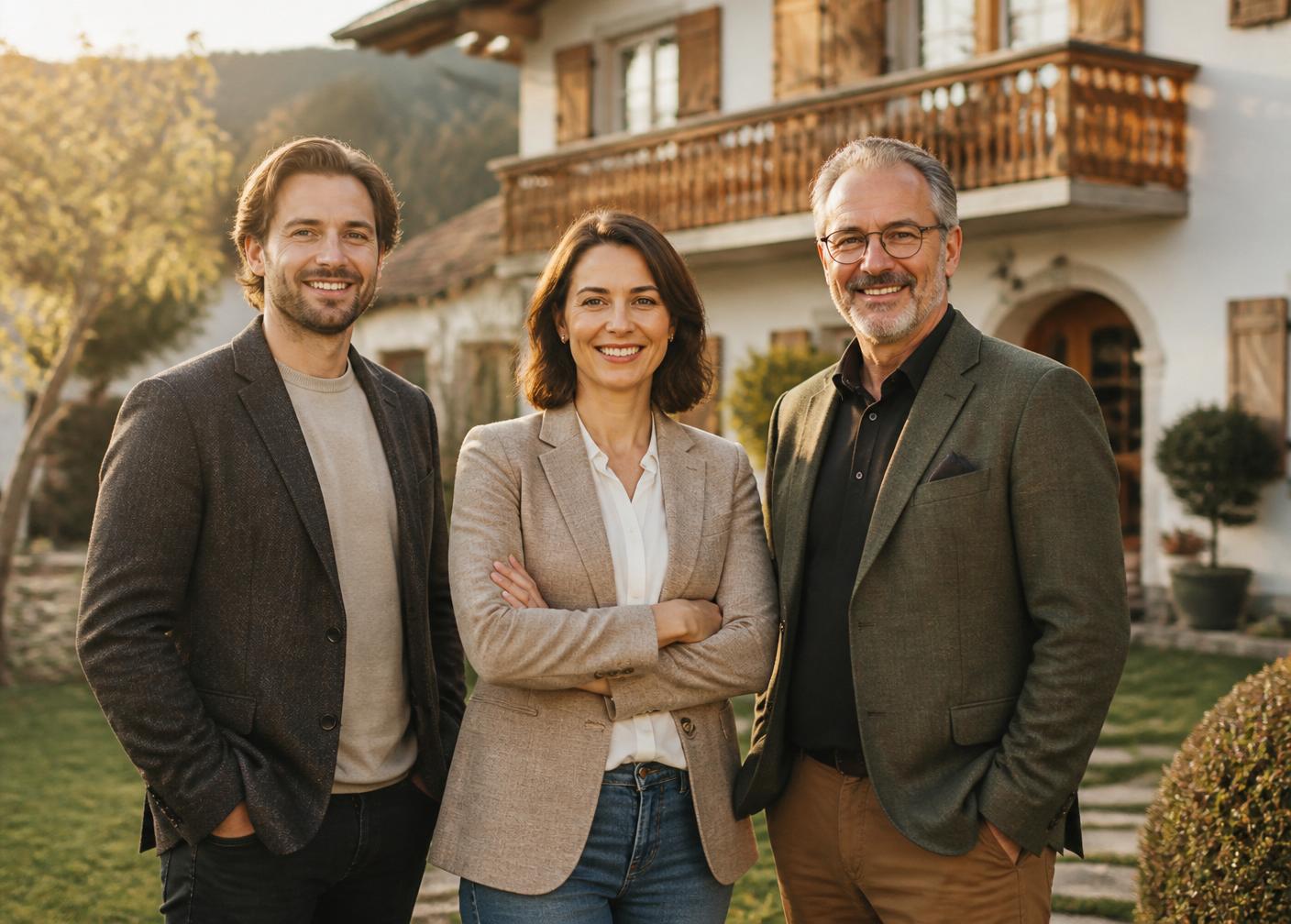 Das Team von Heimatliebe vor einem Haus
